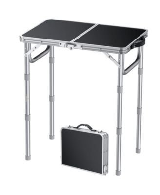 Small Folding Camping Table Adjustable Height Portable Aluminum Lightweight Outdoor Picnic BBQ Table With Carry Handle