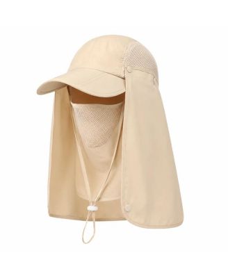 3-in-1 Foldable UPF 50+ Wide Brim Sun Hat with Removable Face Shield and Neck Flap for Women and Men