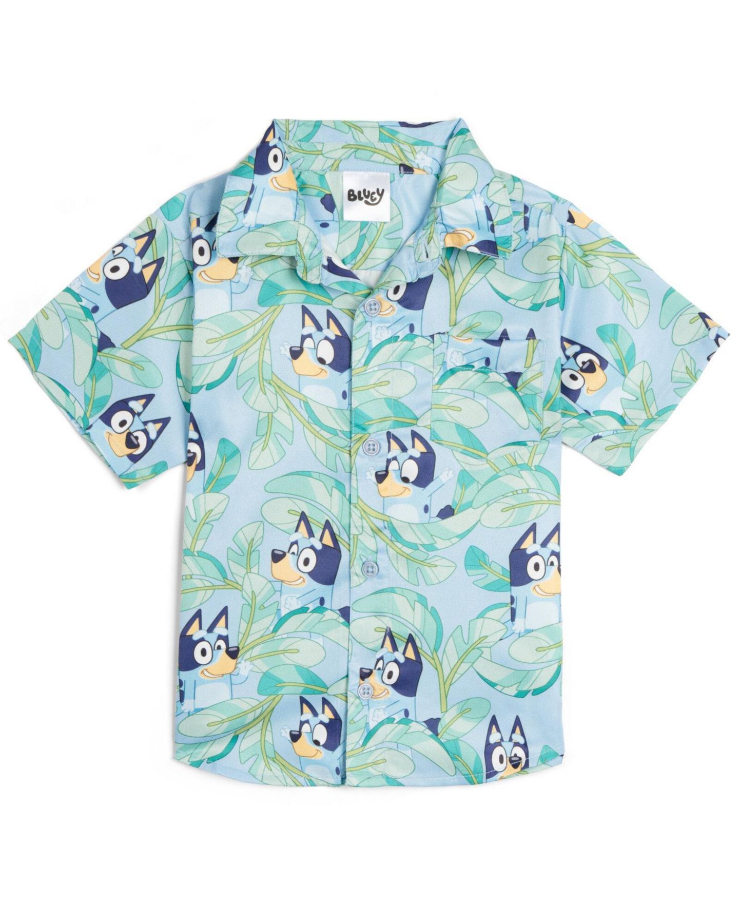Рубашка Bluey Short Sleeve Button-Down Shirt для мальчиков-малышей, цвет: Синий — фото 1