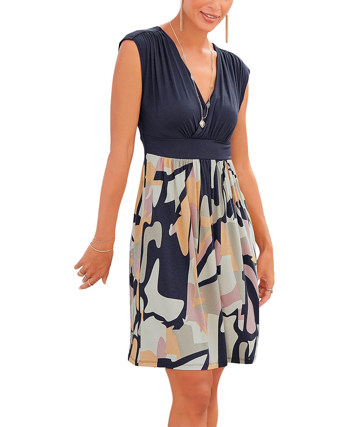 LASCANA Women's Printed Wrap Look Dress view 1 — MAYCSS fashion products