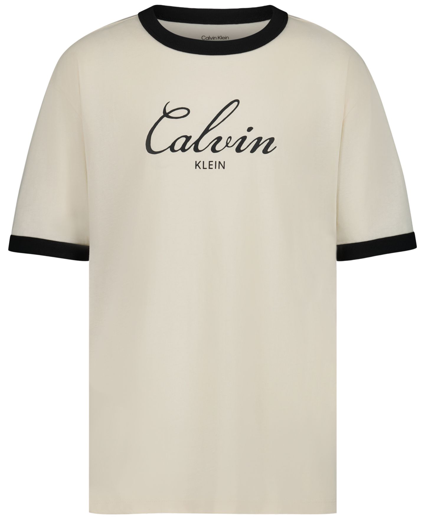 Футболка Calvin Klein Ringer Short-Sleeve для мальчиков, цвет: Turtledove — фото 1