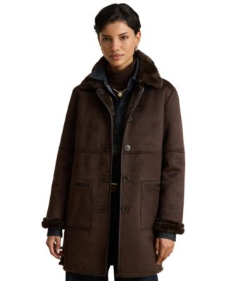 Women's Shearling Coat with Fur Collar