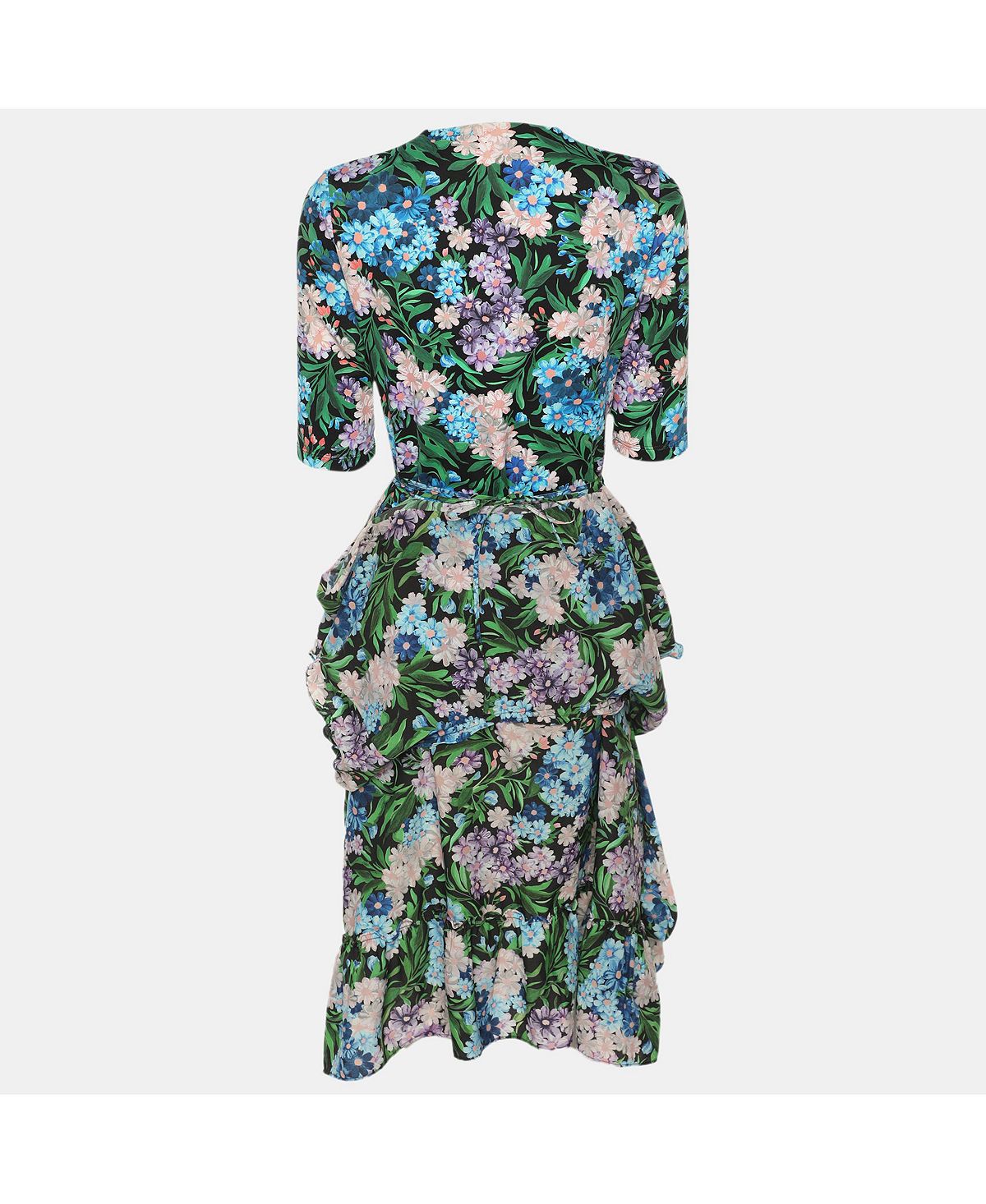 Pre-Owned Balenciaga Women's Floral Print Ruffled Drawstring Midi Dress view 2 — MAYCSS fashion products