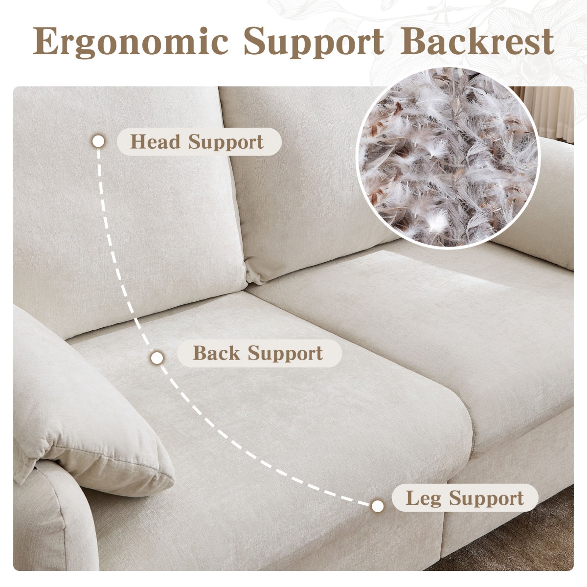 Streamdale Furniture 60-Inch Minimalist Down-Filled Sofa