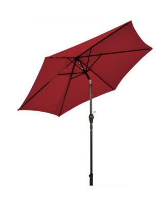 Outdoor Market Patio Table Umbrella Push Button Tilt Crank Lift