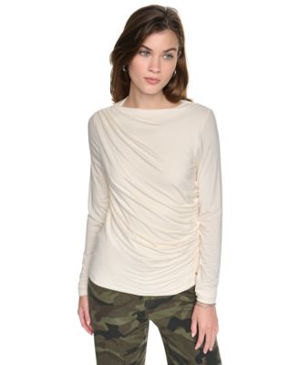 Women's Ruched Long-Sleeve Crewneck Top