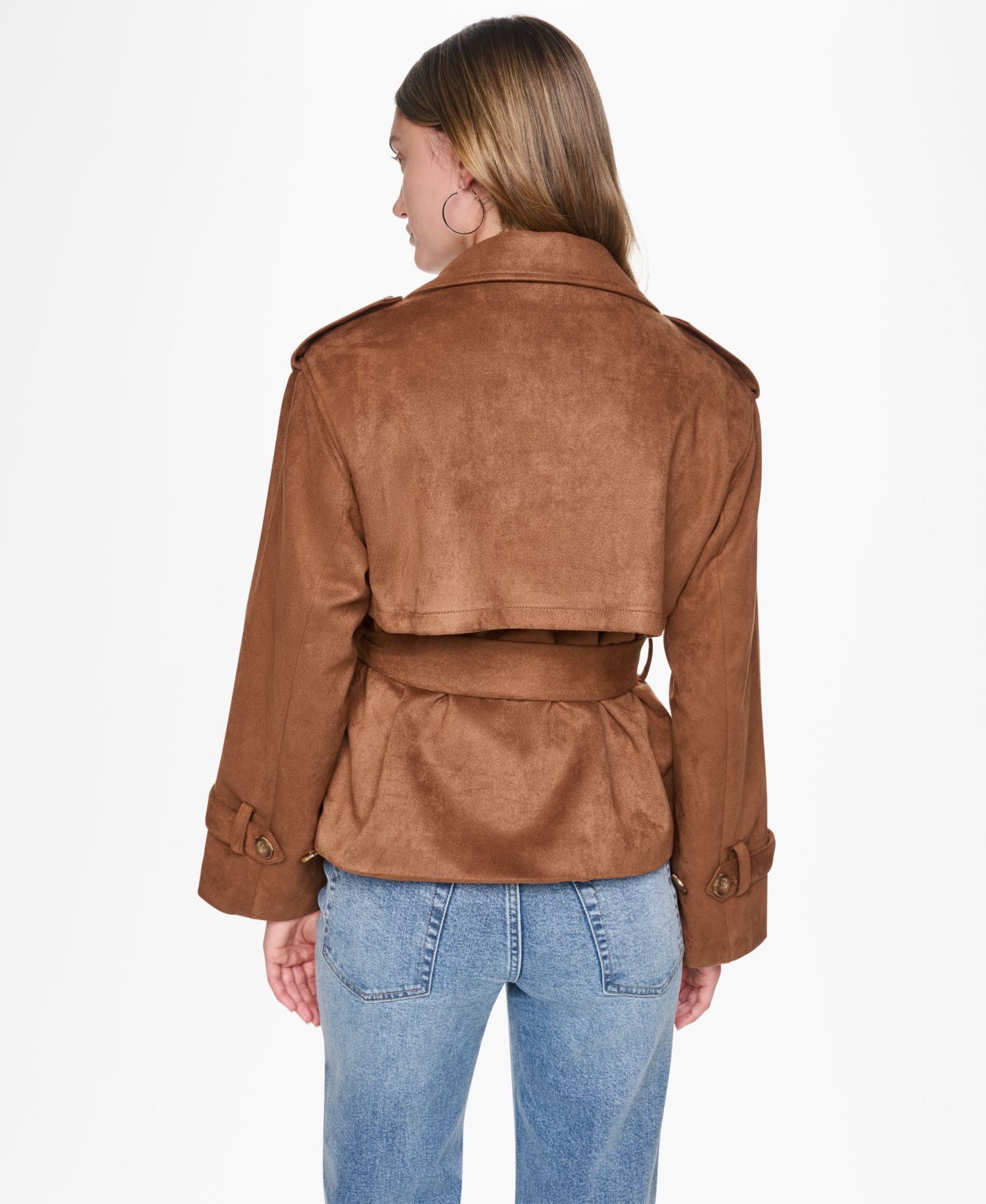 Women's Faux Suede Short Trench Jacket