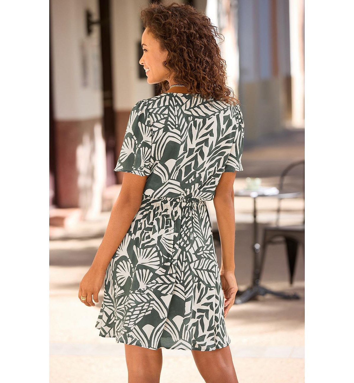LASCANA Women's Print V-Neck Dress view 3 — MAYCSS fashion products