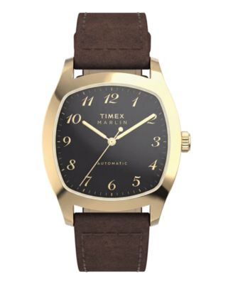 Men's Automatic Brown Leather Watch 36mm
