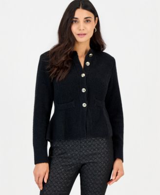 Petite Peplum Crewneck Cardigan