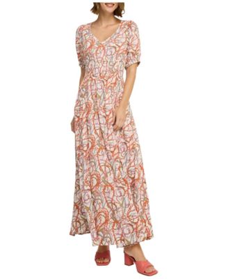 Women's Printed Puff Sleeve Maxi Dress
