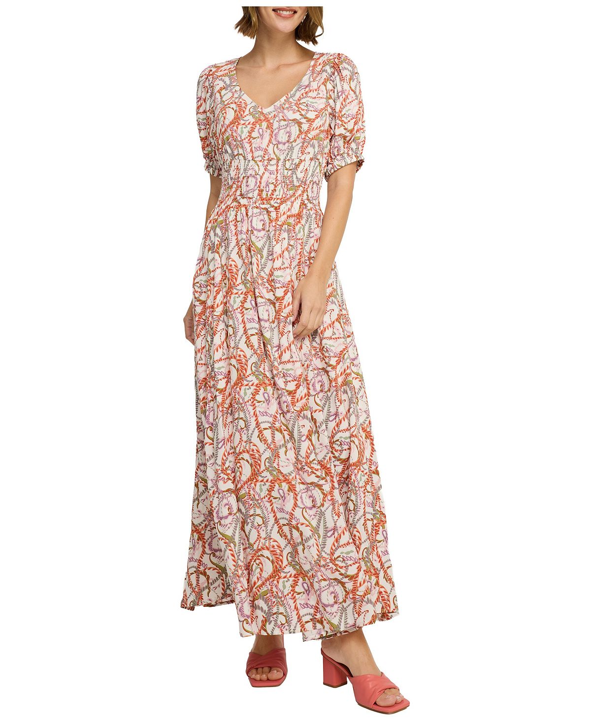 LASCANA Women's Printed Puff Sleeve Maxi Dress view 1 — MAYCSS fashion products