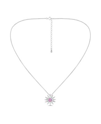 Pink Shell Inlay Fine Silver-Plated Sun Slide Necklace