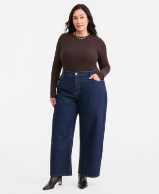 Plus Size Low-Curve Wide-Leg Mid-Rise Jeans