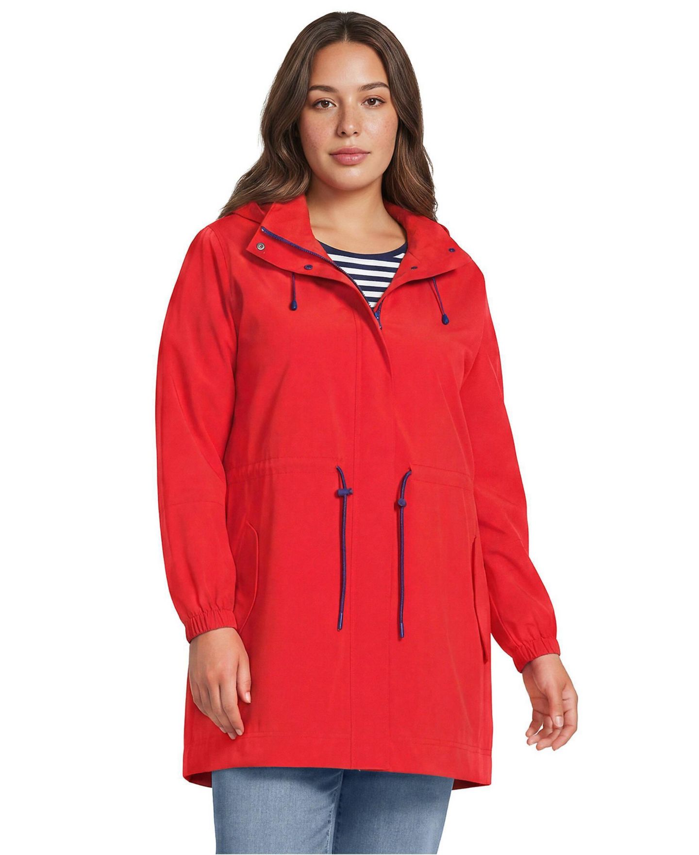 Женская куртка Lands' End Plus Size Packable Rain Parka, цвет: Красный — фото 1