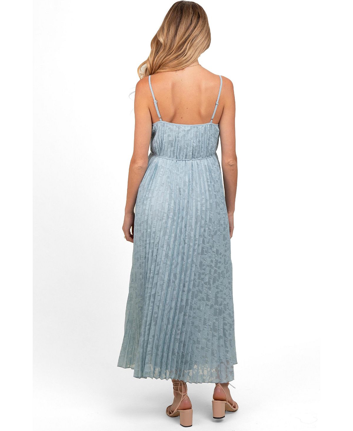 Pinkblush Women's Light Blue Floral Pleated Maxi Dress view 3 — MAYCSS fashion products