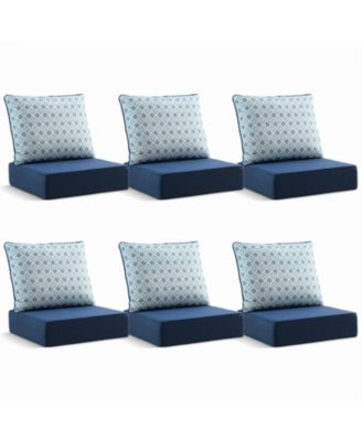 6" Thicker Outdoor Chair Cushion Set - 22 x 24 Waterproof Patio Furniture Cushions with Removable Cover