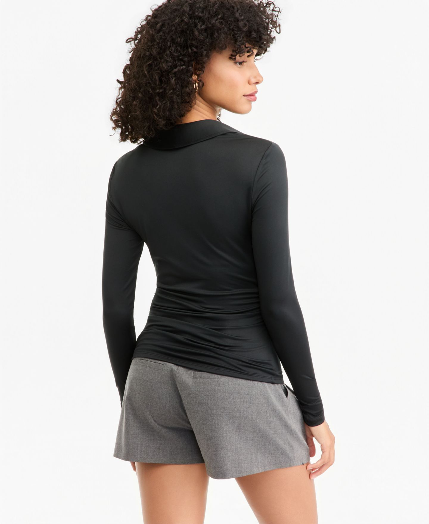 Женский топ Bar III Cowl-Neck Long-Sleeve Top, цвет: Чёрный — фото 2