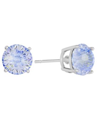 Sterling Silver Starlight Cubic Zirconia Solitaire Stud Earrings