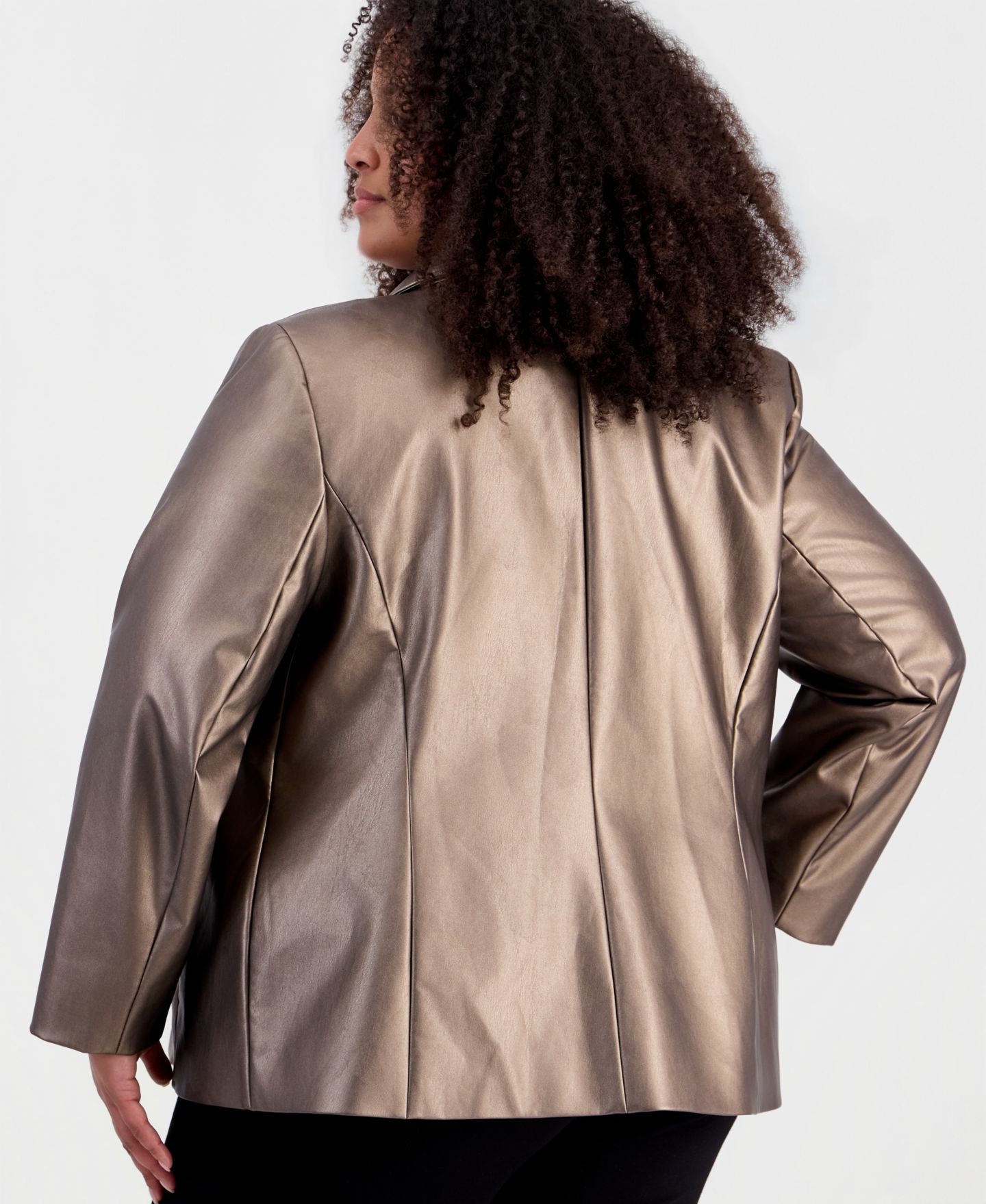 Женский пиджак Anne Klein Plus Size Notch-Collar Long-Sleeve Blazer, цвет: Натуральный глиняный — фото 4