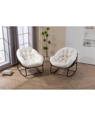 Streamdale Outdoor Rattan Rocking Chair with Padded Cushion for Patio and Garden