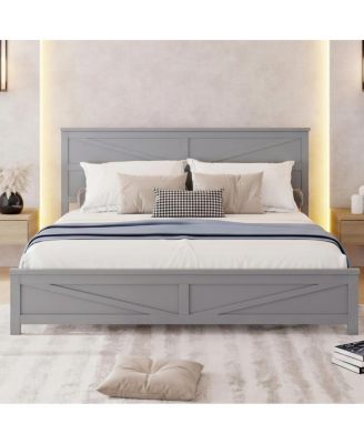   Farmhouse King Bed with Barn Door Headboard and Footboard