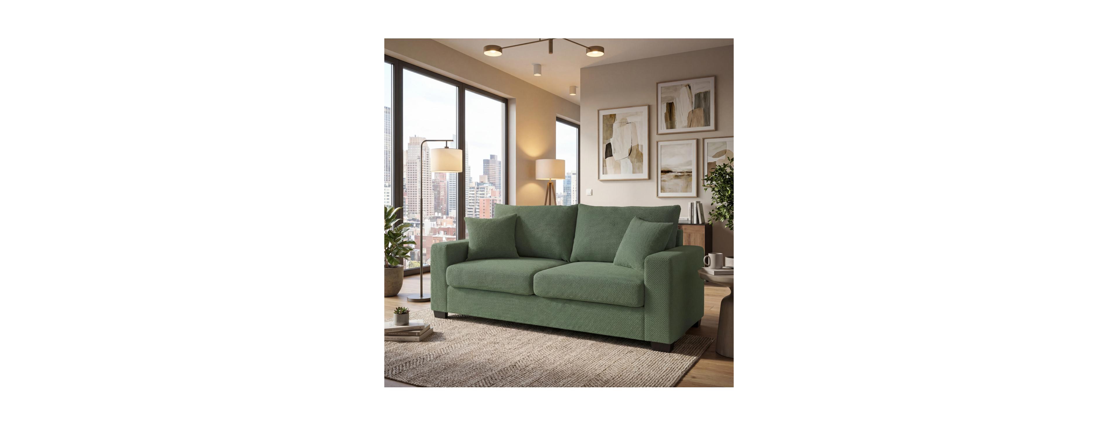 Streamdale Furniture 69-inch Two-Seater Textured Fabric Sofa with 2 Throw Pillows