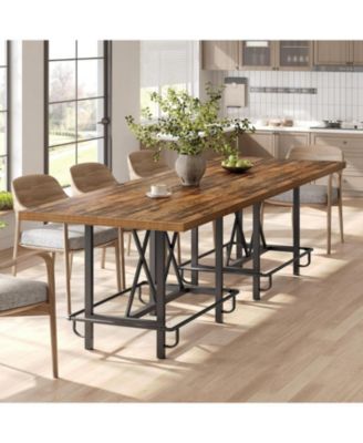 63-Inch Industrial Bar Table with Metal Footrest, Counter Height Pub Table for Kitchen, Home Bar and Entertaining