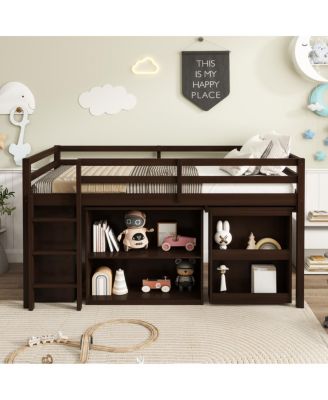  Loft Bed with Desk, Storage Cabinets, and Ladder
