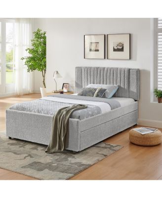 Chenille Vertical Channel Tufted Storage Bed with Trundle