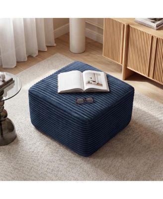 Ultra-Cozy Ribbed Corduroy Square Ottoman - Versatile, Pet-Friendly Footrest