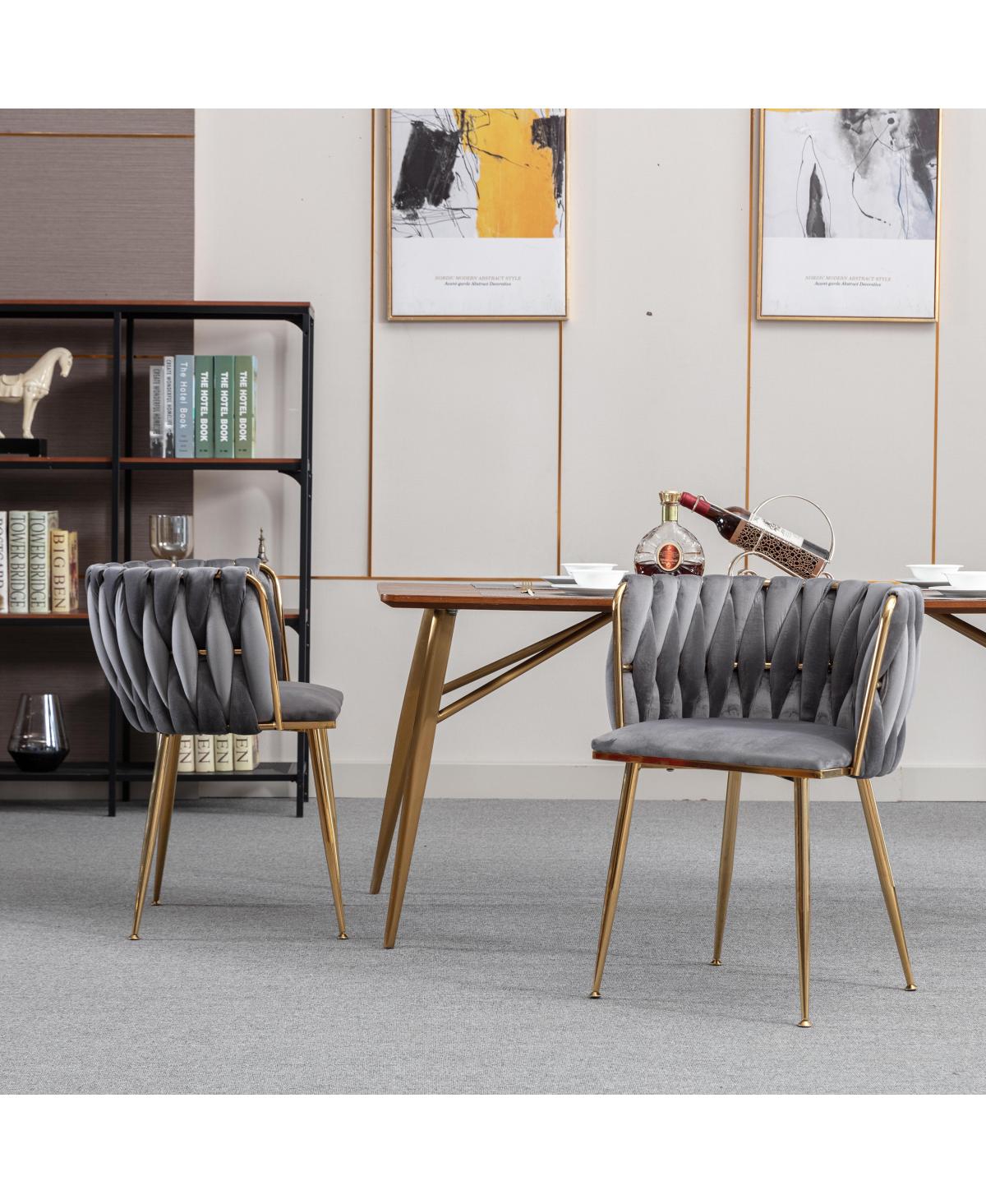 Streamdale Furniture Modern Velvet Dining Chairs with Gold Legs, Set of 2