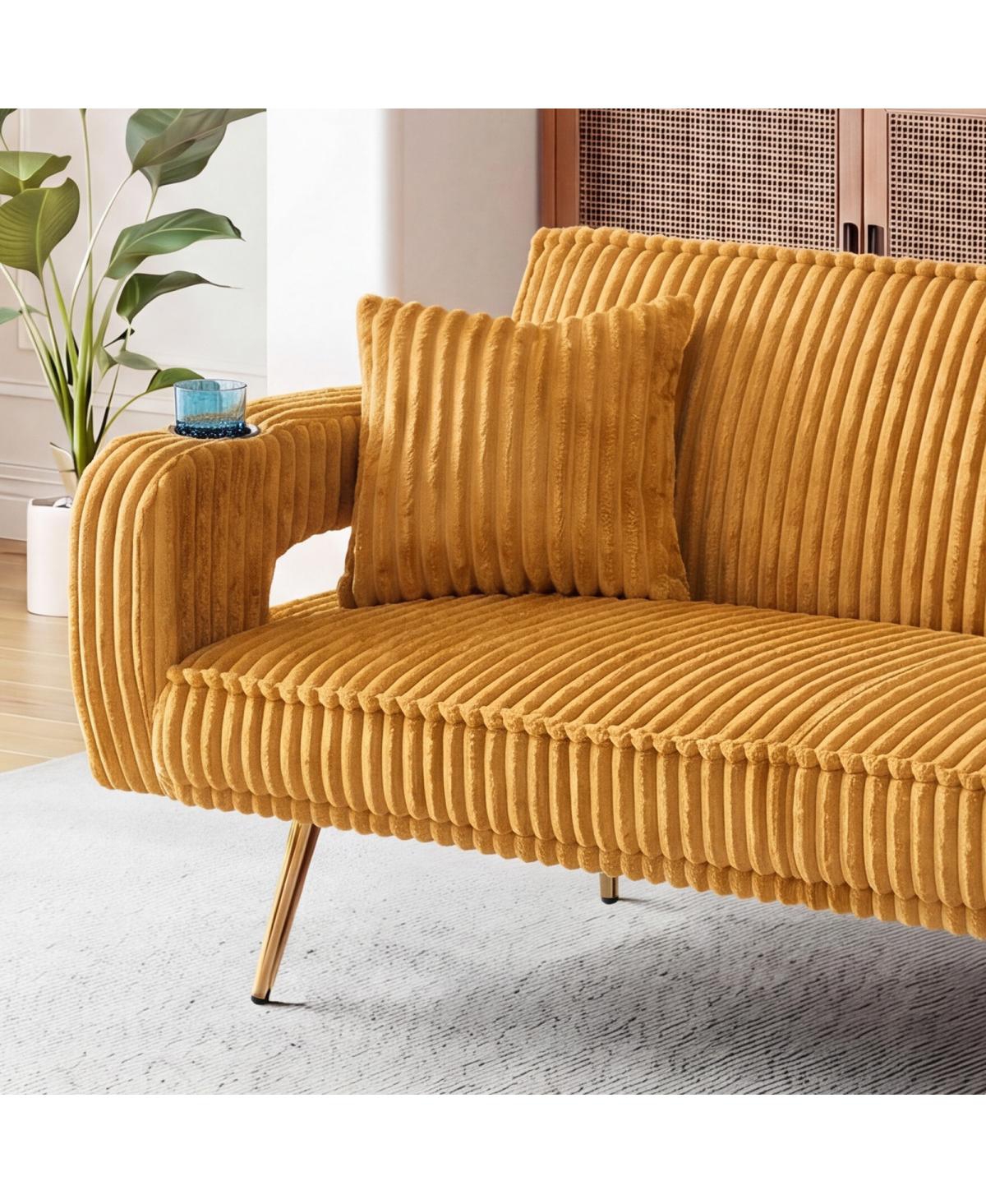 Streamdale Furniture 74.01" Minimalist Corduroy Sofa Bed with Pillows