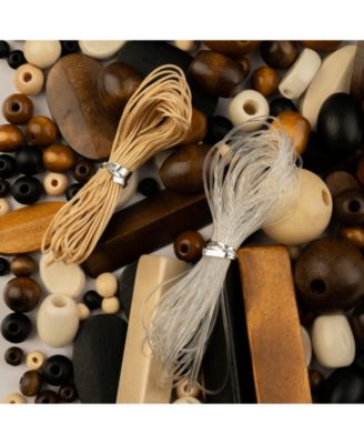 90g   Craft Wood Beads with Elastic Nylon Cord