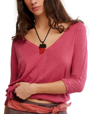 Women's High Line V-Neck 3/4-Length-Sleeve Cotton-Modal-Blend T-Shirt