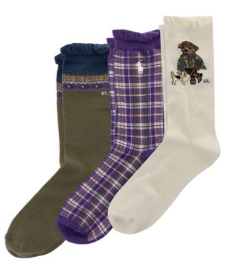 Girls' 4-11 Walking Dog Bear Socks, 3-Pack