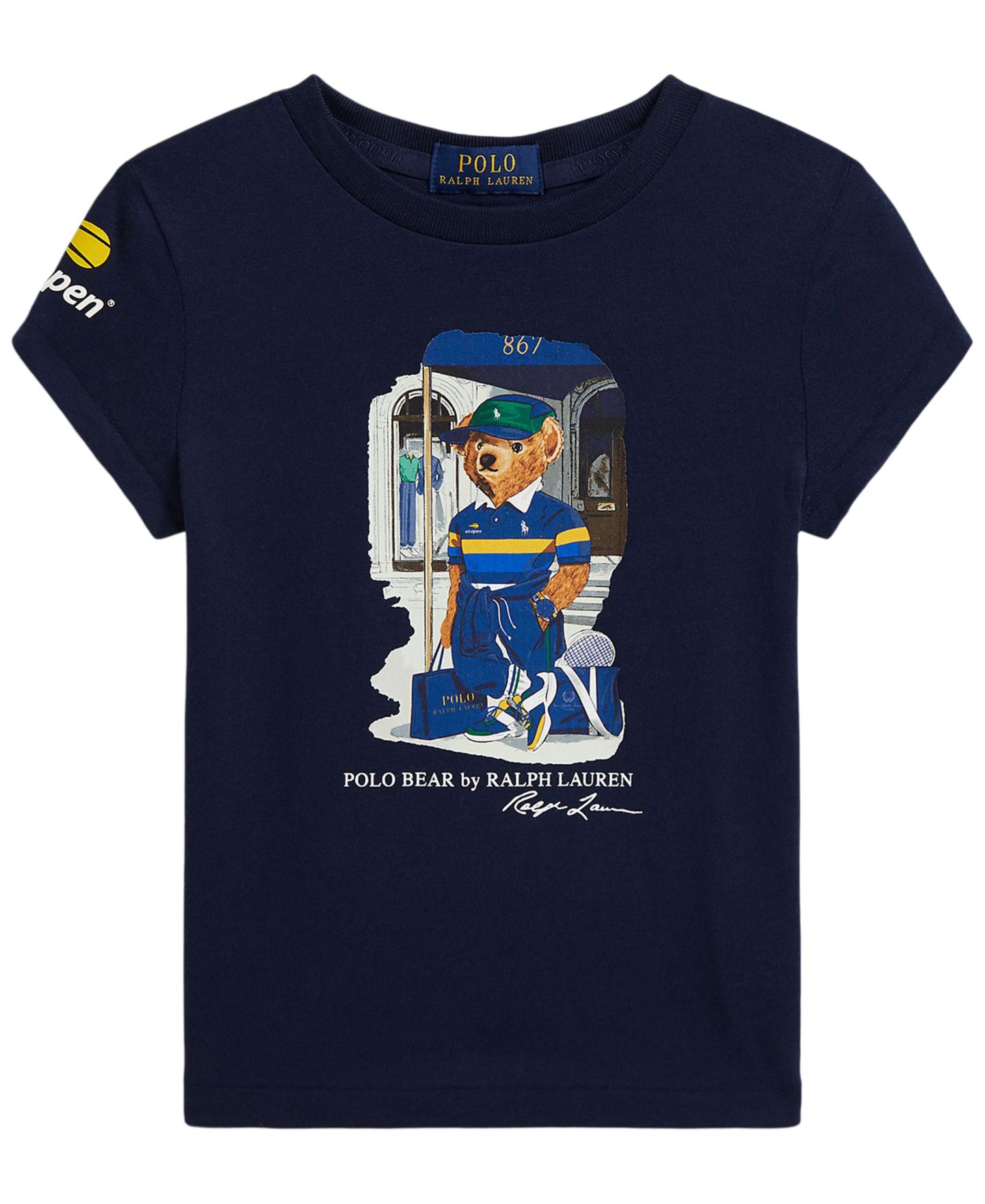 Футболка Polo Ralph Lauren US Open Polo Bear Short-Sleeve T-Shirt для девочек, цвет: Тёмно-синий — фото 1