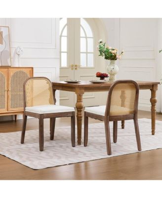 Set of 2 Curved Arched Cane Back Dining Chairs