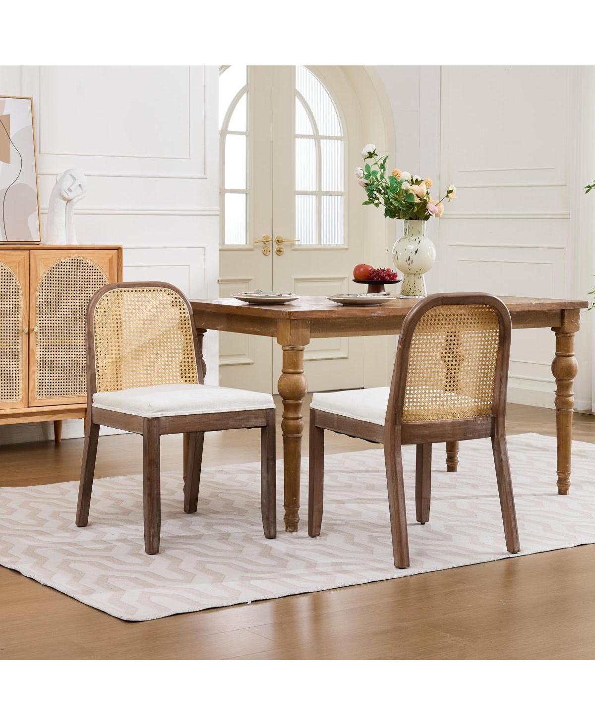 Streamdale Furniture Set of 2 Curved Arched Cane Back Dining Chairs