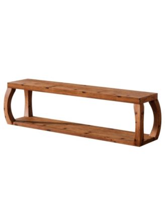 59" Solid Wood Entryway Bench with 2-Tier Shoe Storage