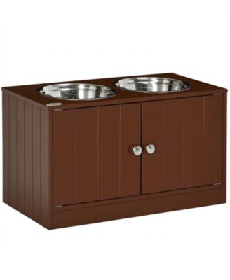 Elevated Dog Bowls Stand with Storage Cabinet and Magnetic Doors