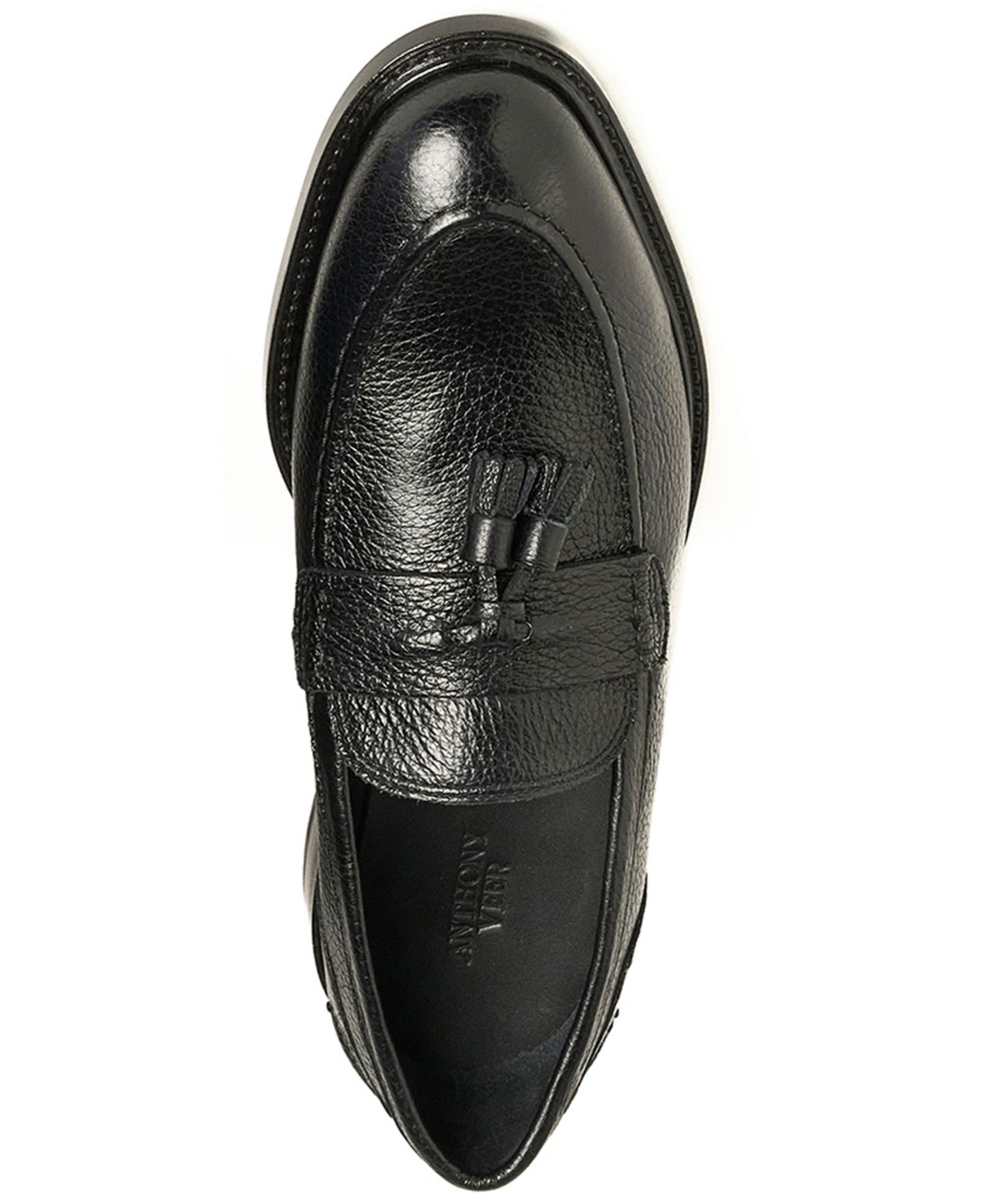 Мужские туфли Anthony Veer Riverton Tassel Dress Loafer, цвет: Обсидиановый чёрный кожаный — фото 3