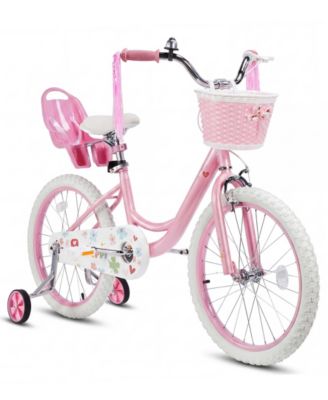 Kids Girls Bicycle with Front Basket, Doll Seat and Training Wheels