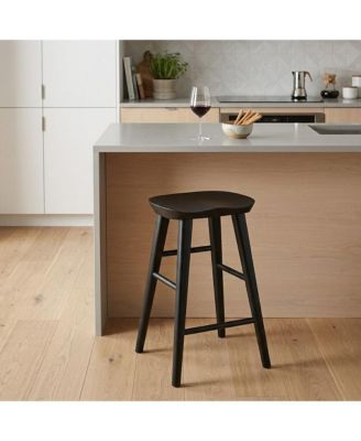 25" Solid Wood Backless Counter Height Bar Chair