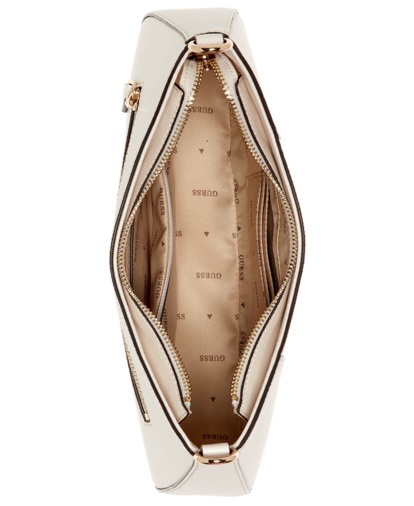 Женская сумка GUESS Noelle Small Shoulder Handbag, цвет: Молочный белый / Бежевый — фото 4