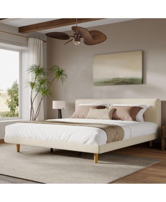 Chunky Cal-King Bed Frame, Solid Rubberwood Legs, 800lbs Capacity