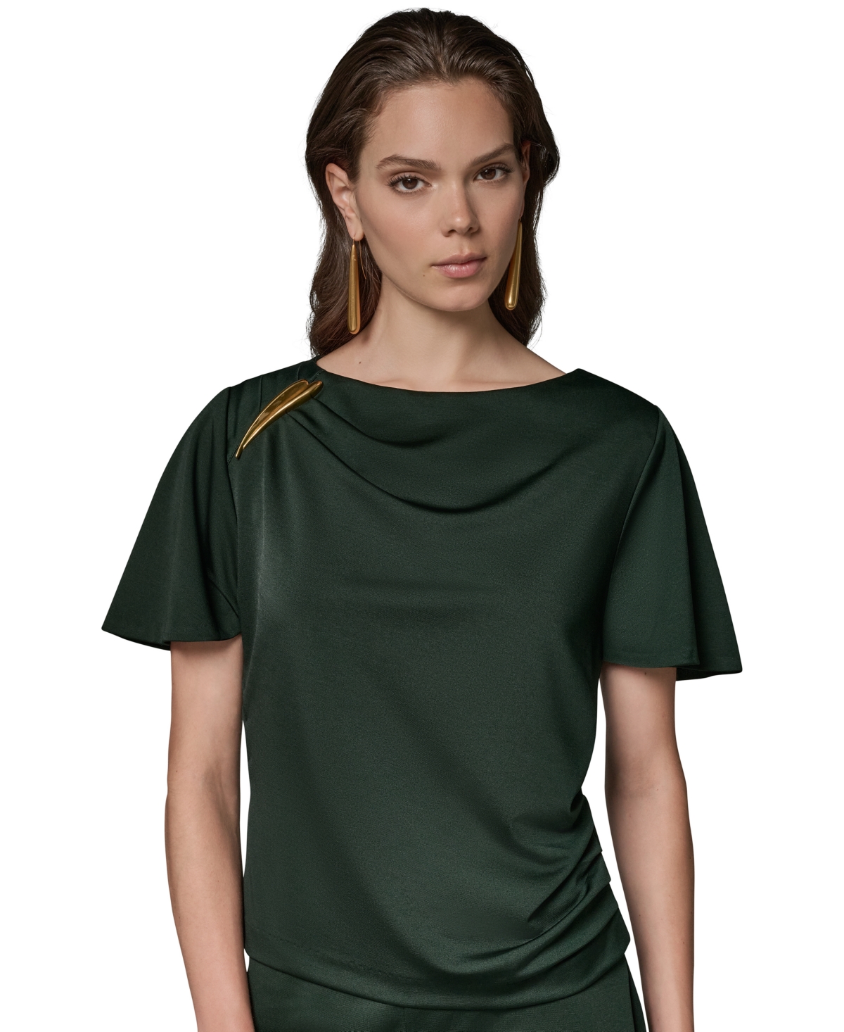 Donna Karan New York Women's Ruched Side Short-Sleeve Top
