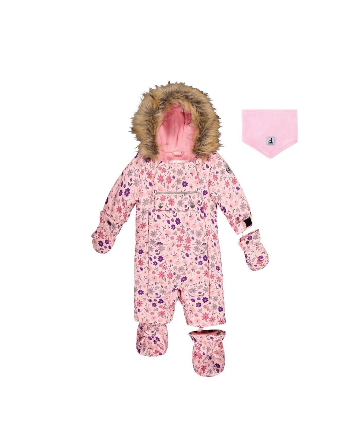 Deux par Baby Girl ( 6M to 24 M ) One Piece Snowsuit Adapted for Car Seats Mini Flower Print