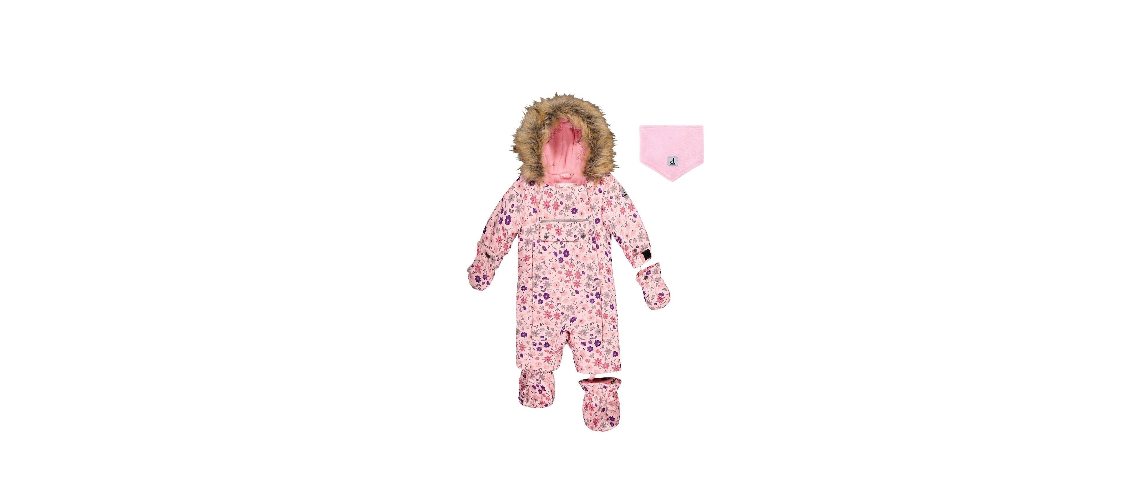 Deux par Baby Girl ( 6M to 24 M ) One Piece Snowsuit Adapted for Car Seats Mini Flower Print
