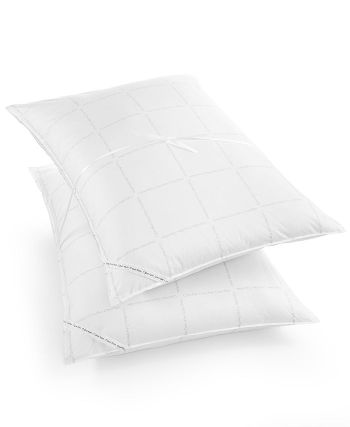 Calvin Klein CLOSEOUT! Grid-Print Standard Down Alternative Pillows, 2-Pack,  Medium to Firm Support Hypoallergenic Fill & Reviews - Pillows - Bed & Bath  - Macy's